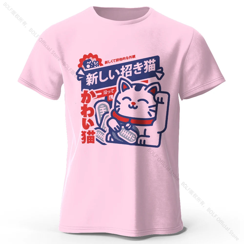 Kawaii Anime Printed 100% Cotton T-Shirt, Soft & Breathable Round Neck Short Sleeve Tee, Unisex Harajuku Style